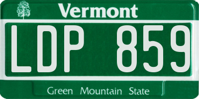 VT license plate LDP859