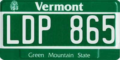VT license plate LDP865