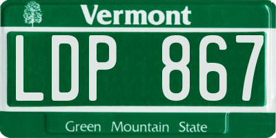 VT license plate LDP867