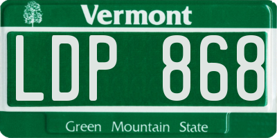 VT license plate LDP868