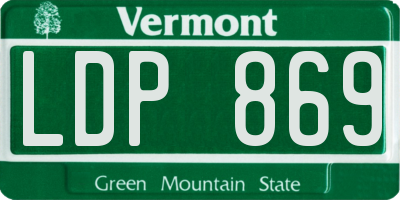 VT license plate LDP869