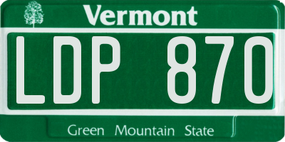 VT license plate LDP870