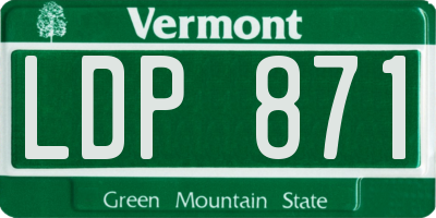 VT license plate LDP871