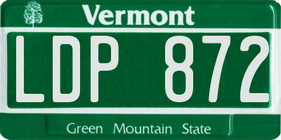 VT license plate LDP872