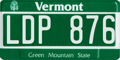 VT license plate LDP876