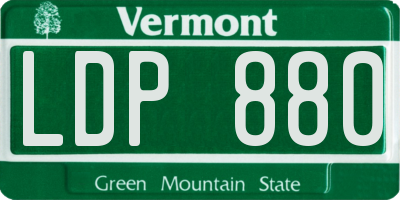VT license plate LDP880