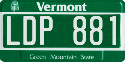 VT license plate LDP881