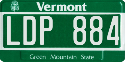 VT license plate LDP884