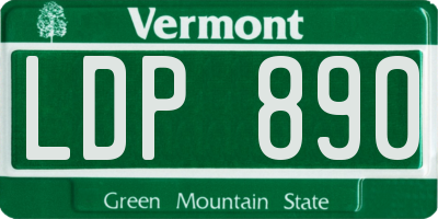 VT license plate LDP890