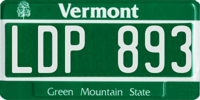VT license plate LDP893