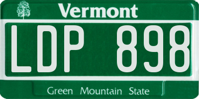 VT license plate LDP898