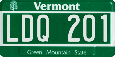 VT license plate LDQ201