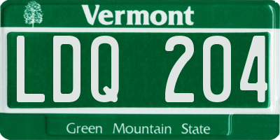 VT license plate LDQ204