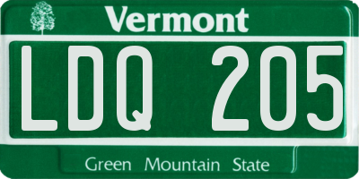 VT license plate LDQ205