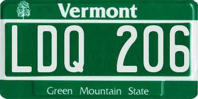 VT license plate LDQ206