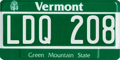 VT license plate LDQ208