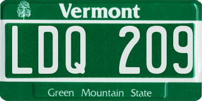 VT license plate LDQ209
