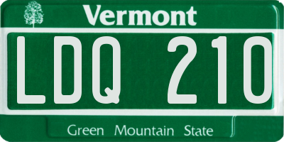 VT license plate LDQ210