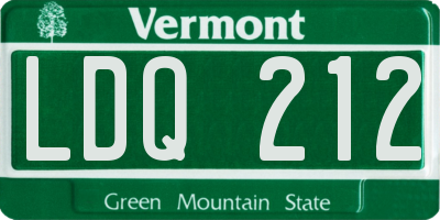 VT license plate LDQ212