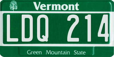 VT license plate LDQ214