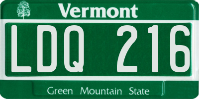 VT license plate LDQ216