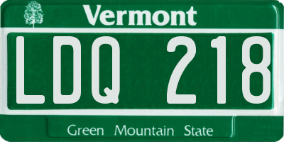VT license plate LDQ218