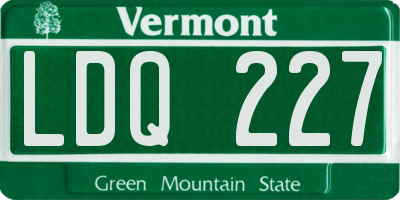 VT license plate LDQ227