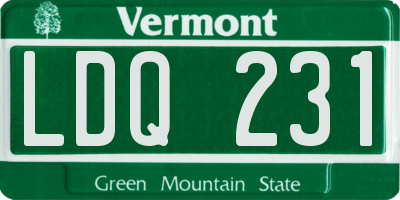 VT license plate LDQ231
