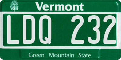 VT license plate LDQ232