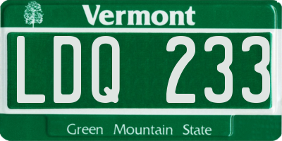 VT license plate LDQ233