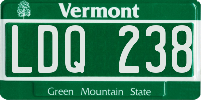 VT license plate LDQ238