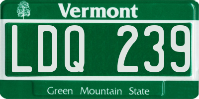 VT license plate LDQ239