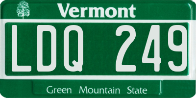 VT license plate LDQ249