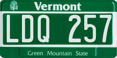 VT license plate LDQ257