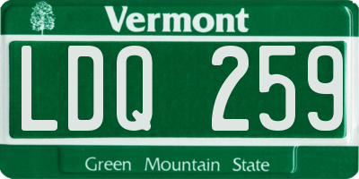 VT license plate LDQ259