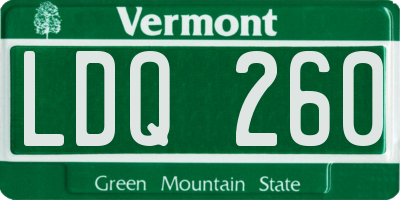 VT license plate LDQ260