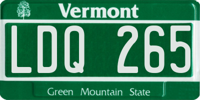 VT license plate LDQ265