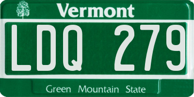 VT license plate LDQ279