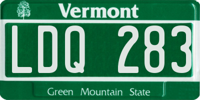 VT license plate LDQ283