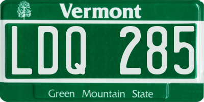 VT license plate LDQ285
