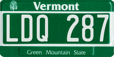 VT license plate LDQ287
