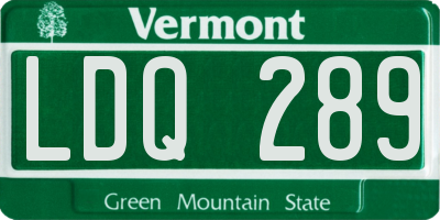 VT license plate LDQ289
