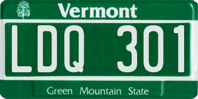 VT license plate LDQ301