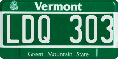 VT license plate LDQ303