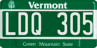 VT license plate LDQ305