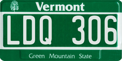 VT license plate LDQ306