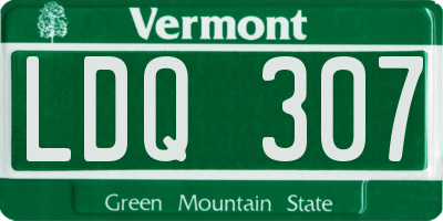 VT license plate LDQ307