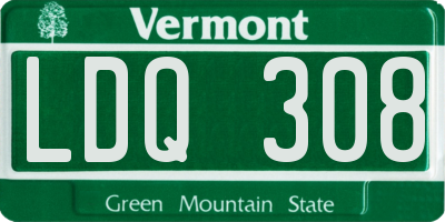 VT license plate LDQ308