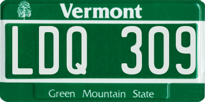 VT license plate LDQ309