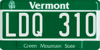 VT license plate LDQ310